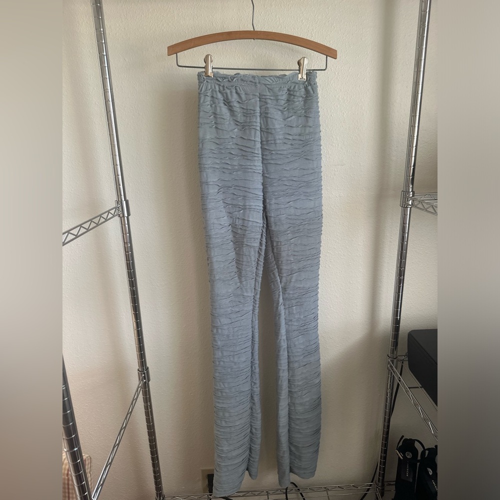 PRETTY LITTLE THINGS Textured Blue Pants.
